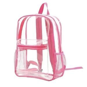 HEAVY DUTY CLEAR TRANSPARENT BACKPACK - Pink
